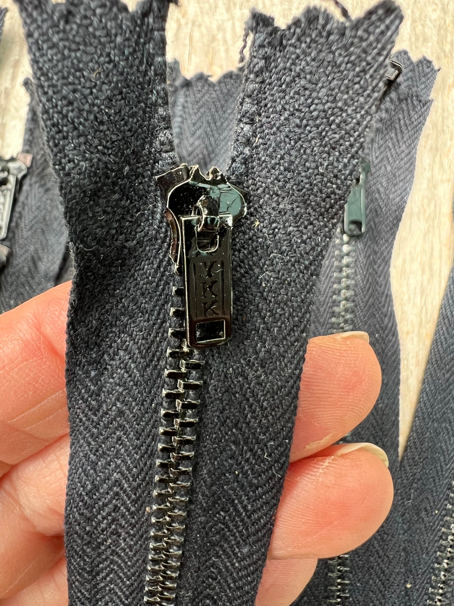 10 Vintage 7" Black Y.K.K Metal Teeth Zips