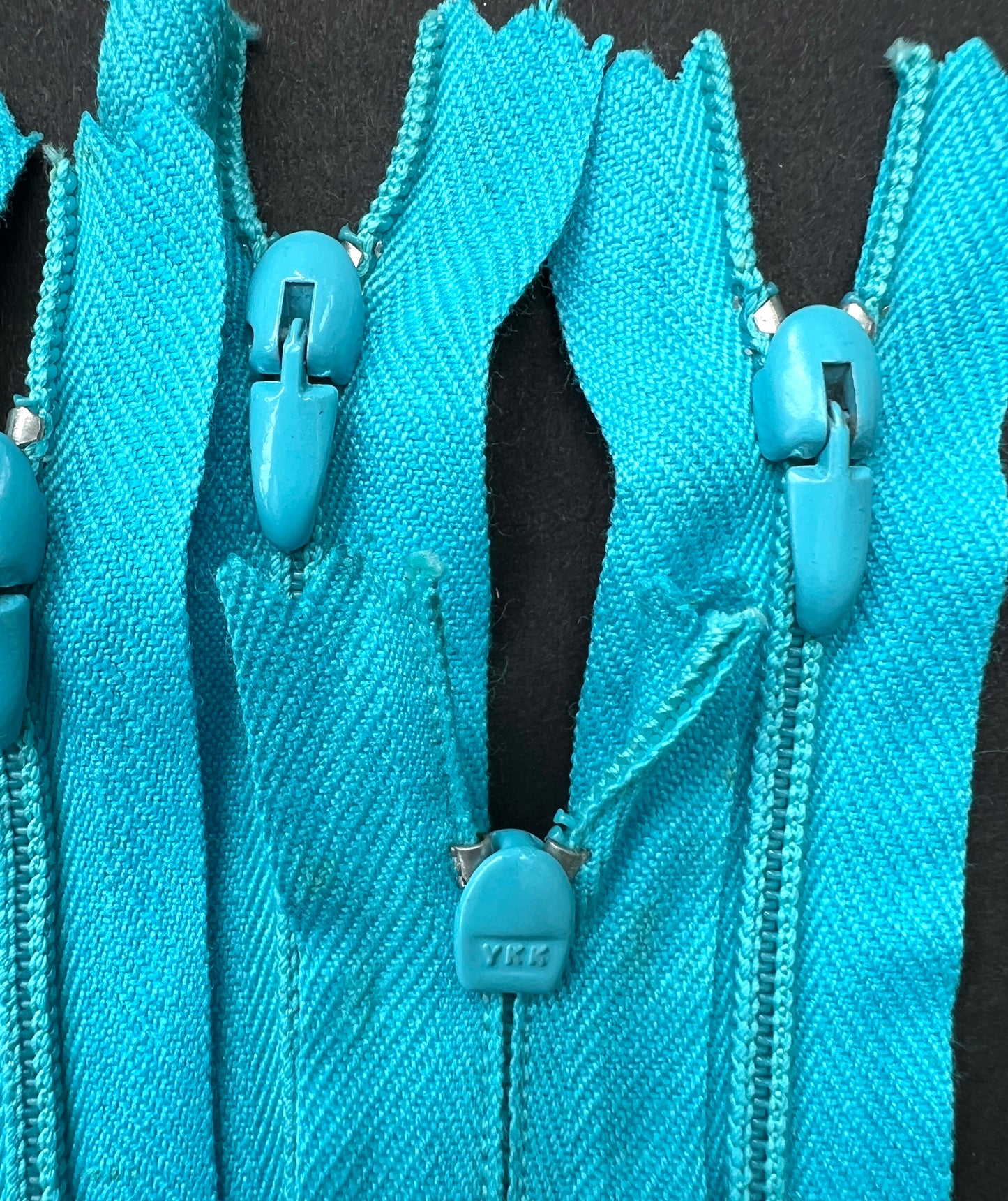 10 Vintage 7" Pleasing Aqua  Blue Y.K.K Metal Teeth Zips