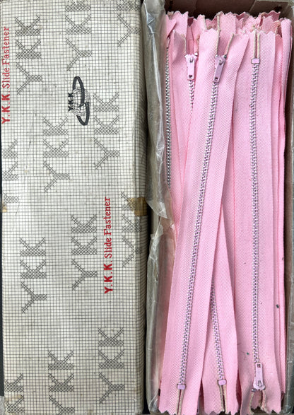 10 Dozen (120) Vintage 8" Pale Pink Metal Teeth Y.K.K Zips