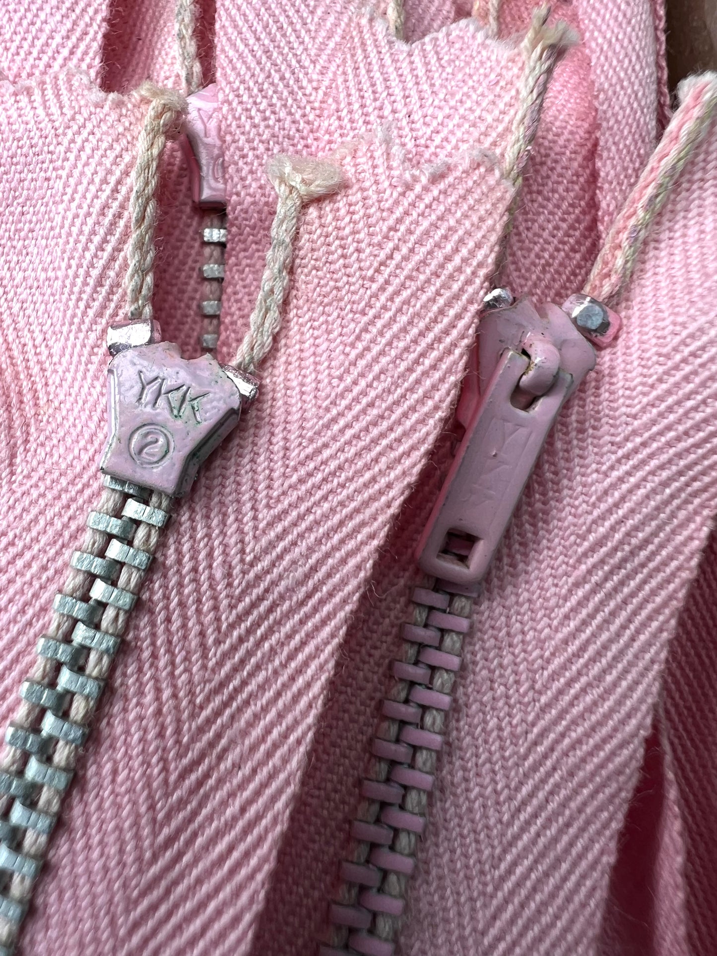 10 Dozen (120) Vintage 8" Pale Pink Metal Teeth Y.K.K Zips