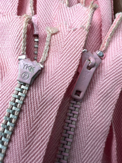 10 Dozen (120) Vintage 8" Pale Pink Metal Teeth Y.K.K Zips