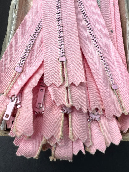 10 Dozen (120) Vintage 8" Pale Pink Metal Teeth Y.K.K Zips