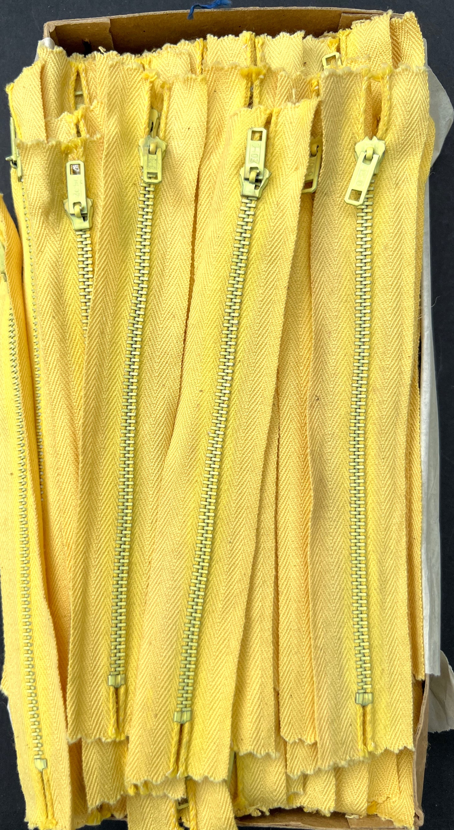 10 Dozen (120) Vintage 6" Yellow Metal Teeth  Zips