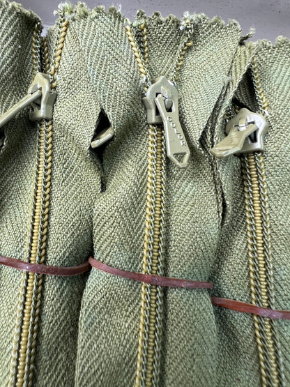 10 Dozen (120) Vintage 7" Sage Green Metal Teeth  Zips