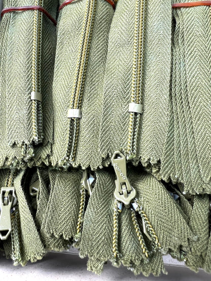 10 Dozen (120) Vintage 7" Sage Green Metal Teeth  Zips
