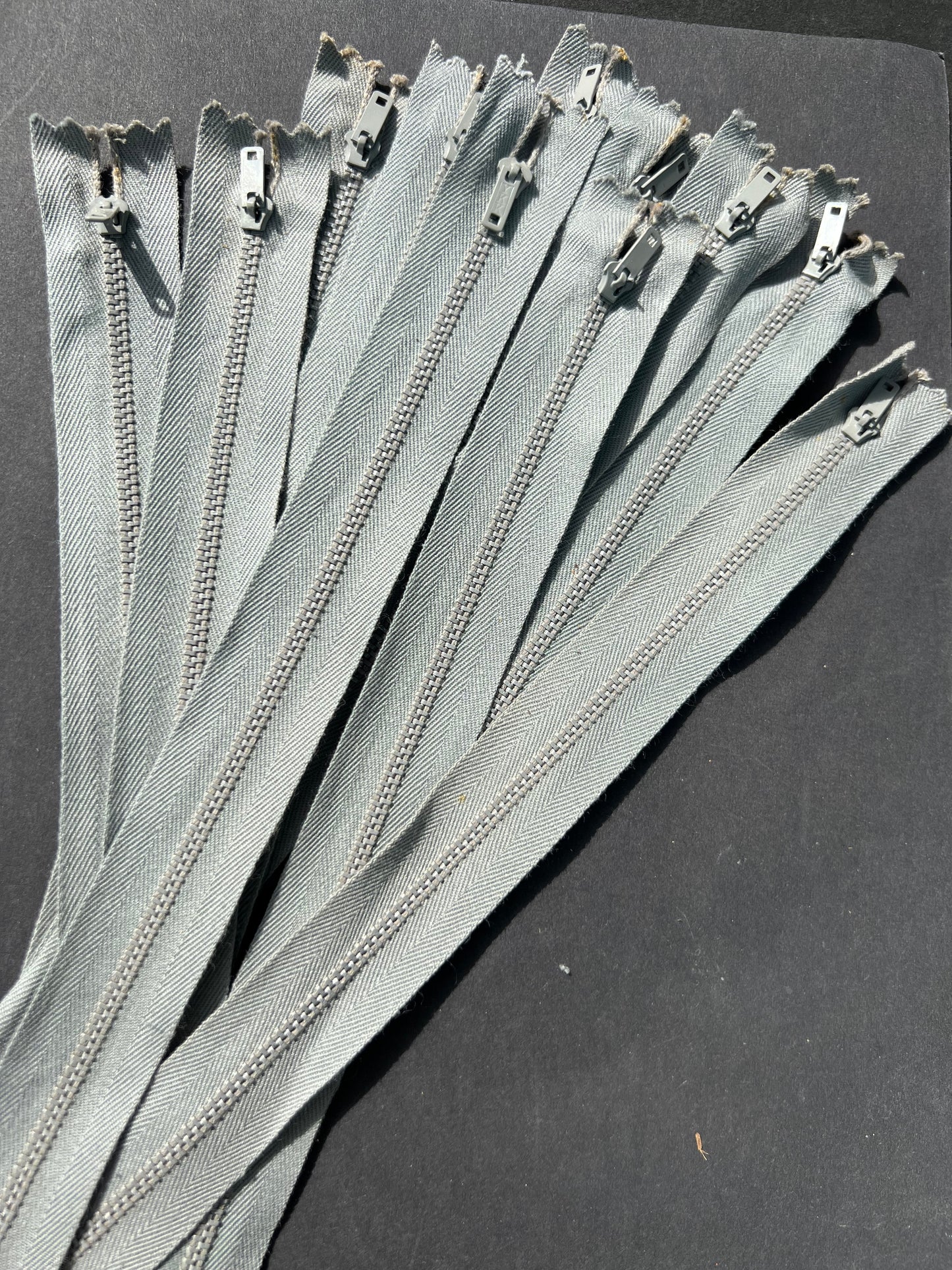 10 Vintage 12" Soft Grey Y.K.K Metal Teeth Zips