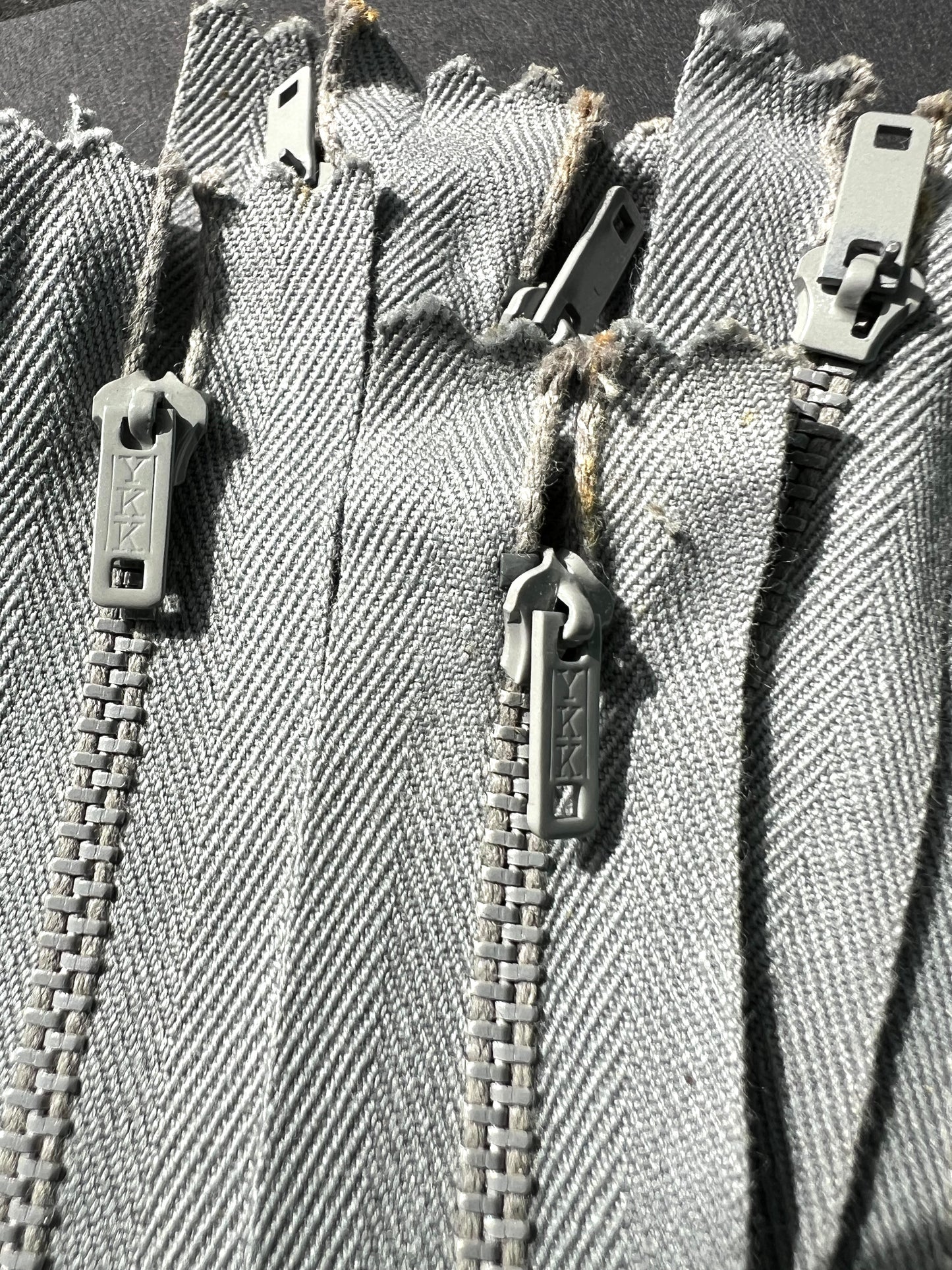 10 Vintage 12" Soft Grey Y.K.K Metal Teeth Zips