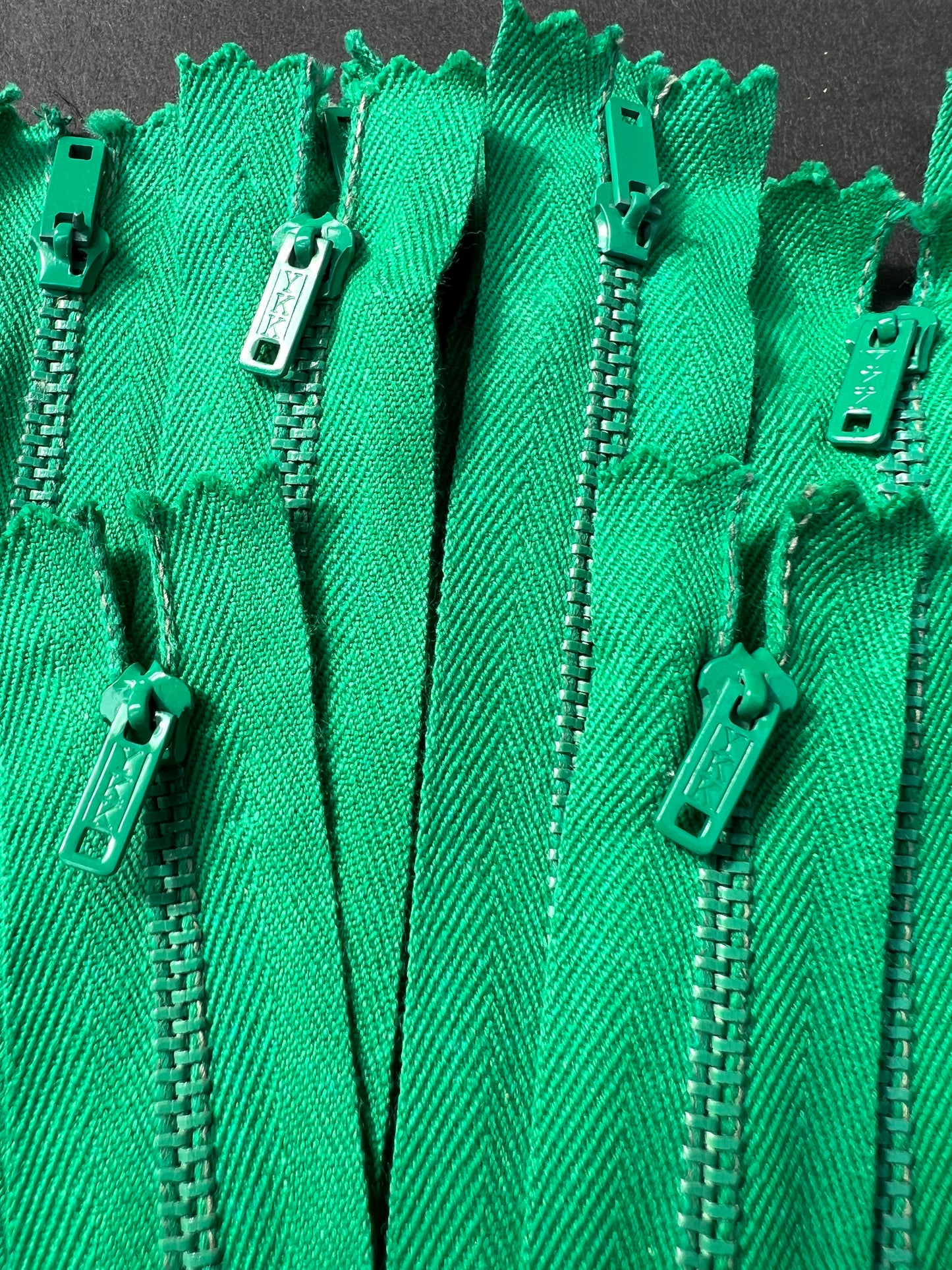 10 Vintage 10" Bright Green Y.K.K Metal Teeth Zips