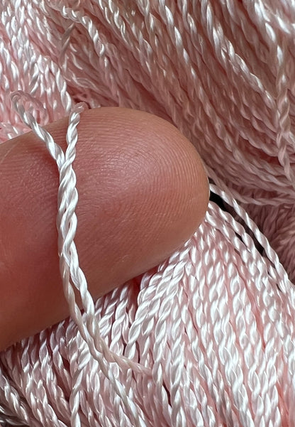 3 Skeins of Vintage Silvery Light Pink   1/2mm Silky Rayon Thread -with Some Discolouration.