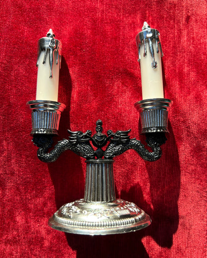 Kitsch Mid Century Dragon Candelabra Salt & Pepper Set- Boxed