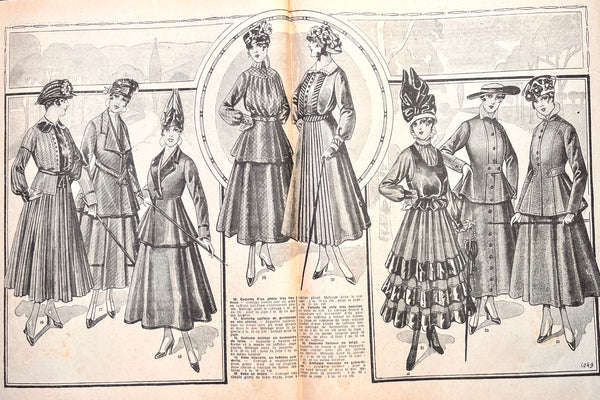 Womens and Childrens Fashion and Crafts in April 1916 French Magazine La Mode. Issue No.16
