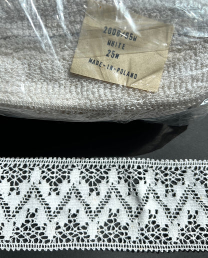 25m of 6.5cm wide Pleasing Vintage White Cotton Trim