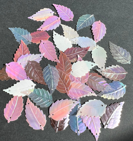 3 Dozen Shiny Vintage Pink  2.5cm Leaf Sequins For Jewellery Making Etc