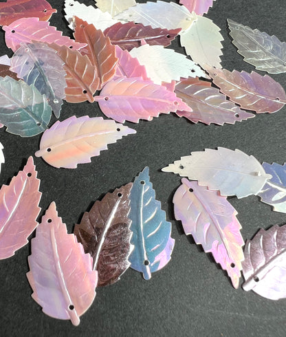 3 Dozen Shiny Vintage Pink  2.5cm Leaf Sequins For Jewellery Making Etc