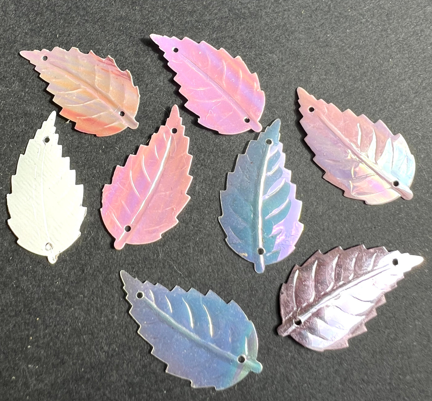 3 Dozen Shiny Vintage Pink  2.5cm Leaf Sequins For Jewellery Making Etc