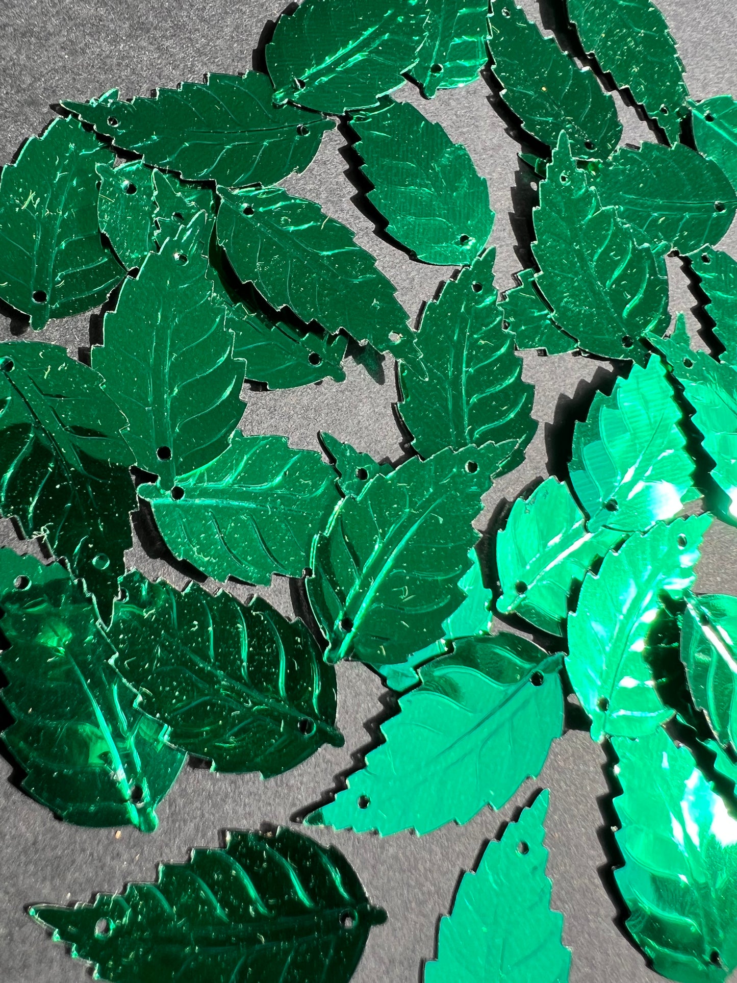 3 Dozen Vintage Shimmery Green 2.5cm Leaf Sequins For Jewellery Making Etc
