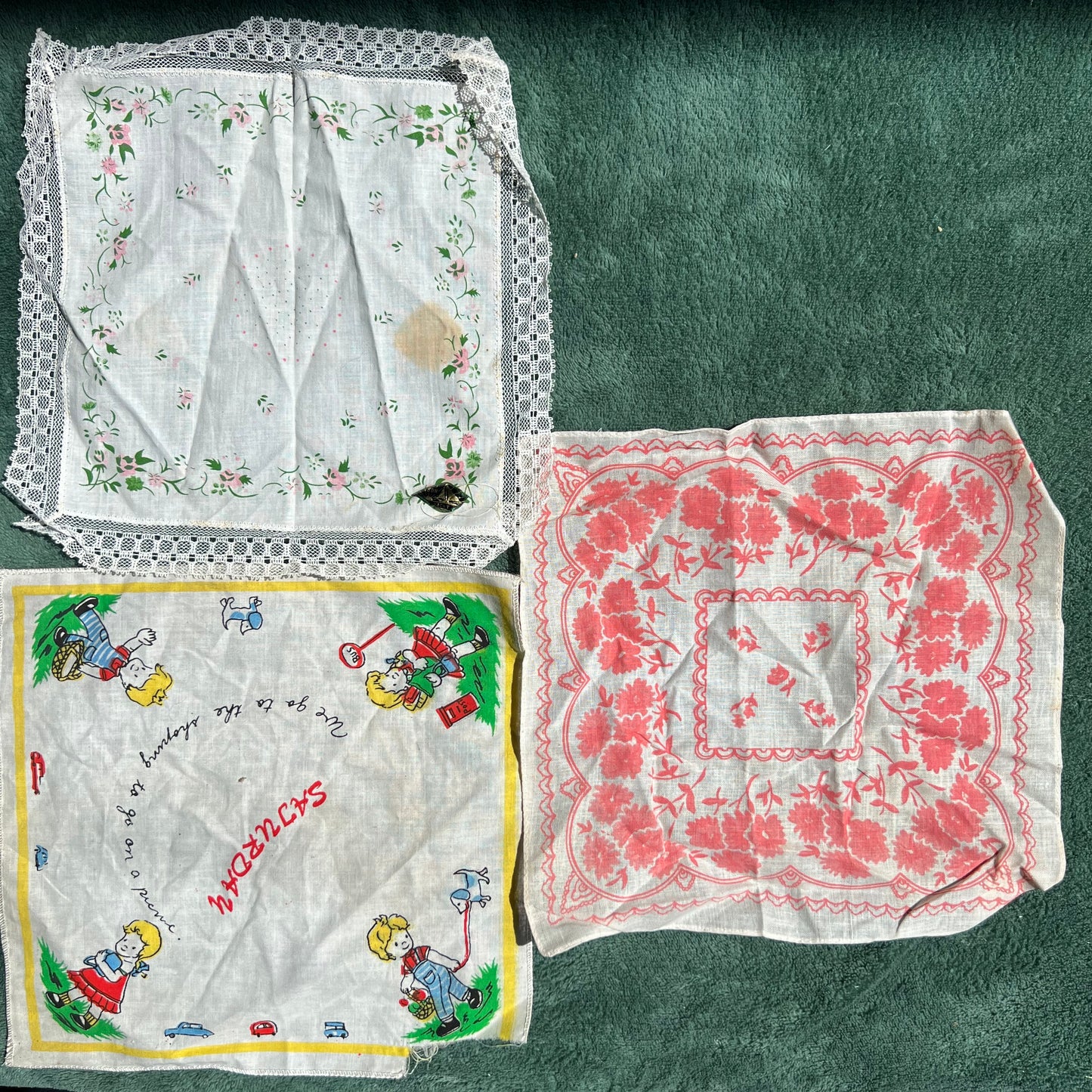Job Lot of 7 Slightly Grubby Vintage Hankies for Upcycling