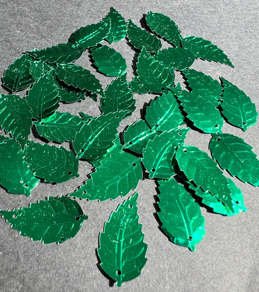 3 Dozen Vintage Shimmery Green 2.5cm Leaf Sequins For Jewellery Making Etc