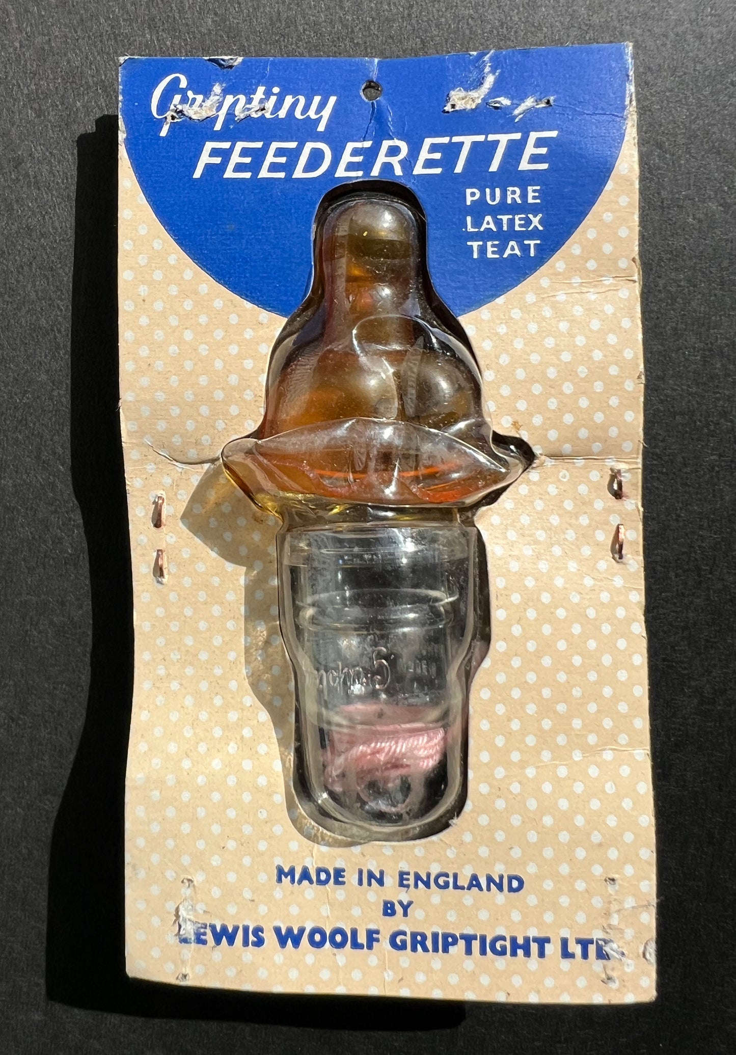 Packaged Latex Teat and Tiny Feeder Bottle.