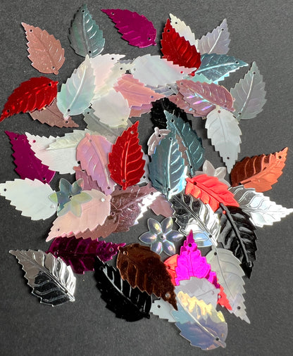 3 Dozen Mixed Colours  2.5cm Leaf Sequins For Jewellery Making Etc