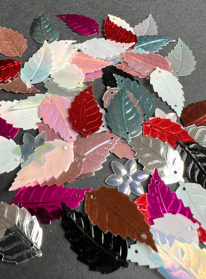 3 Dozen Mixed Colours  2.5cm Leaf Sequins For Jewellery Making Etc
