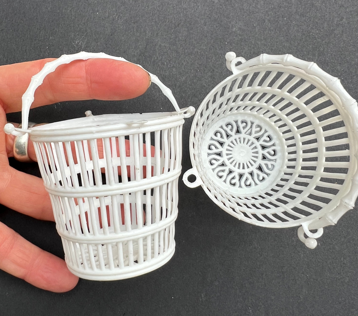 Very Useful Vintage White 5.5cm Baskets - 2, 5 or 10