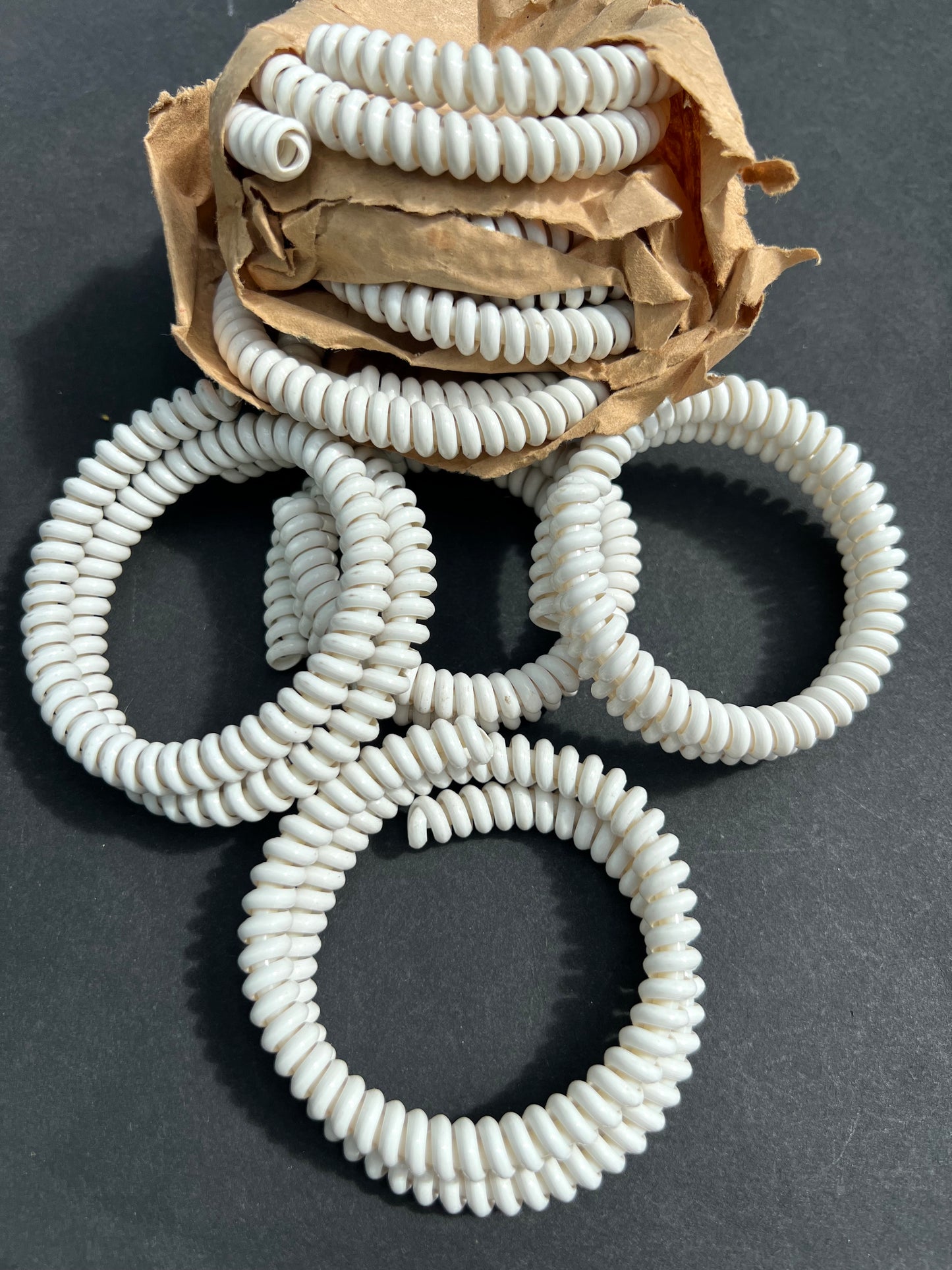 Original 1950s White Telephone Wire Bracelets - 10 of them