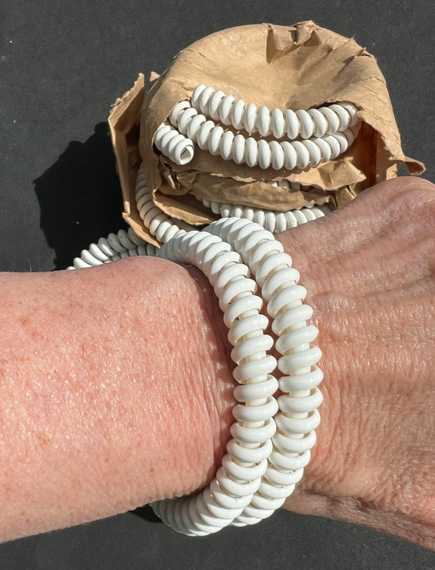 Original 1950s White Telephone Wire Bracelets - 10 of them