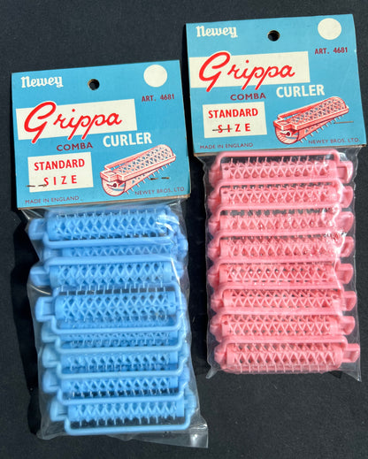 8 Vintage Newey GRIPPA All Plastic 7.5cm COMBA CURLERs