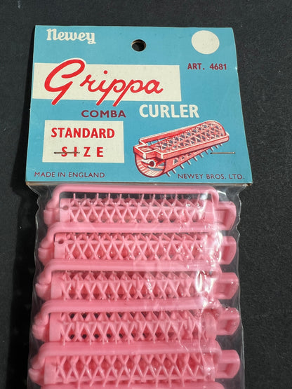 8 Vintage Newey GRIPPA All Plastic 7.5cm COMBA CURLERs