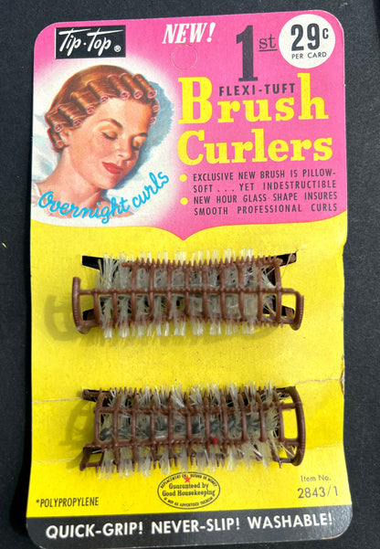 Lovely Vintage Display Card of NEW Tip Top Brush Curlers for Overnight Curls