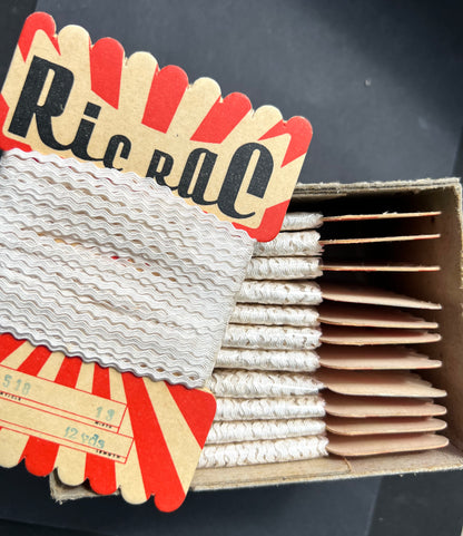 Wholesale box of  12 cards of Vintage 2mm RicRac Made in Czechoslovakia.