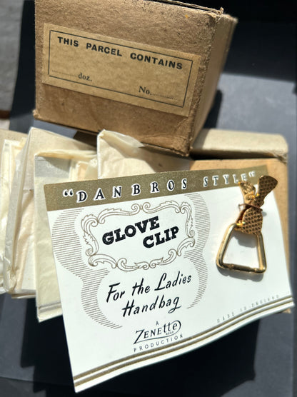 Wholesale Box of 12 1940s GLOVE CLIPs Made in ENGLAND  "For the Ladies Handbag"