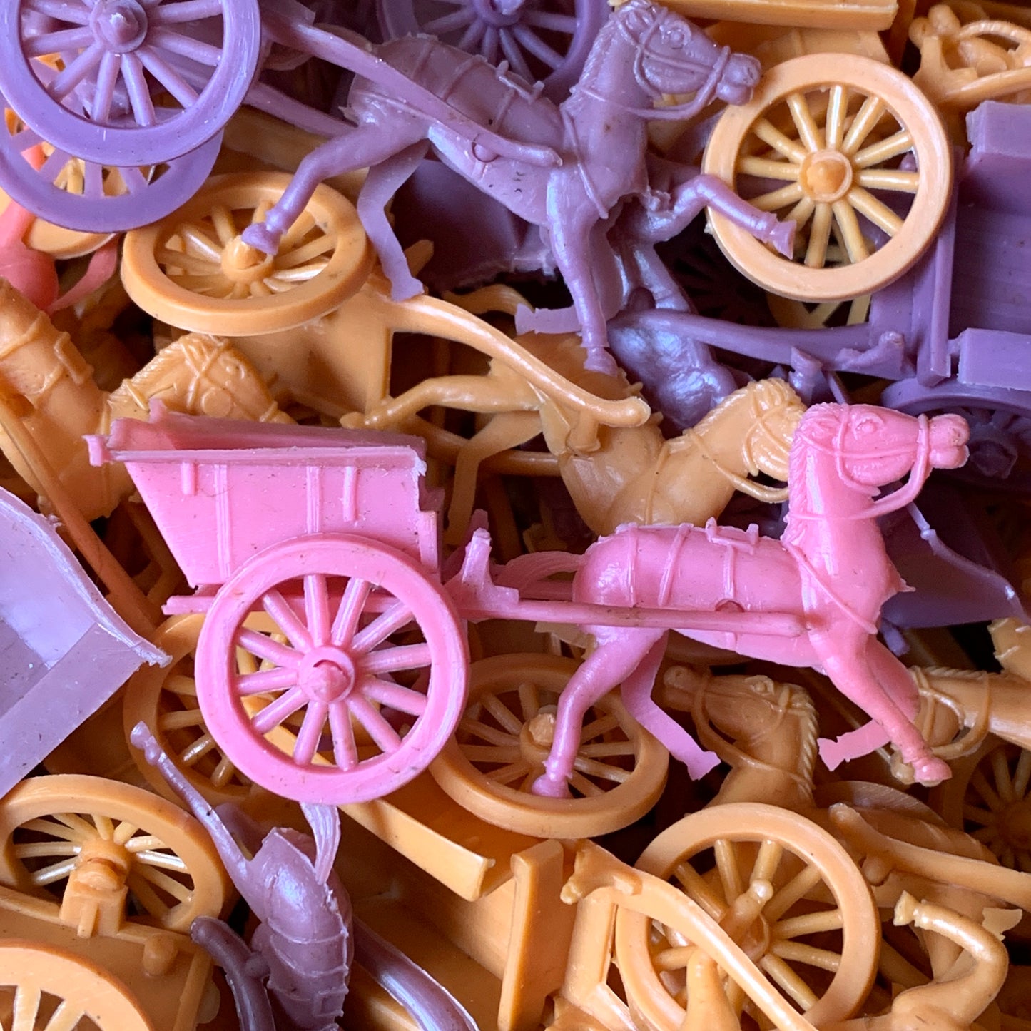 Job Lot of Colourful Vintage Horse and Cart Toys