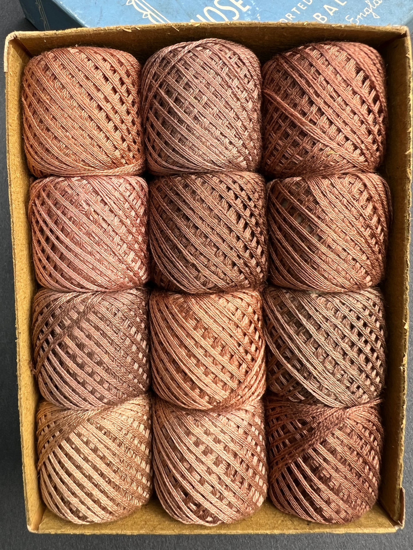 Useful 1940s Box of 12 Different Coloured Spools of "MATCH-ALL" Mending Cotton