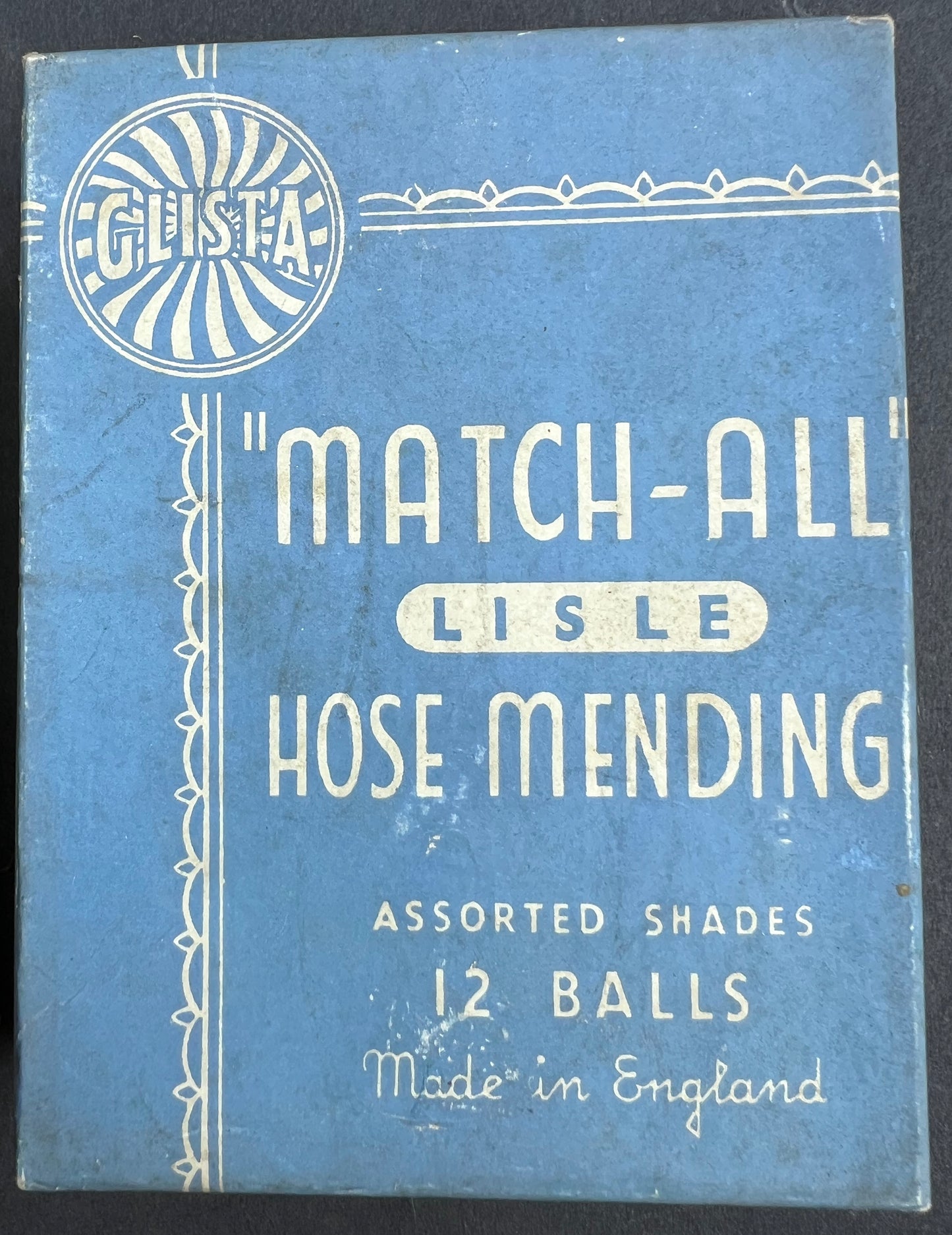 Useful 1940s Box of 12 Different Coloured Spools of "MATCH-ALL" Mending Cotton