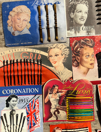 12 Vintage 1930s - 50s Hair Pin Display Cards - Slight Seconds
