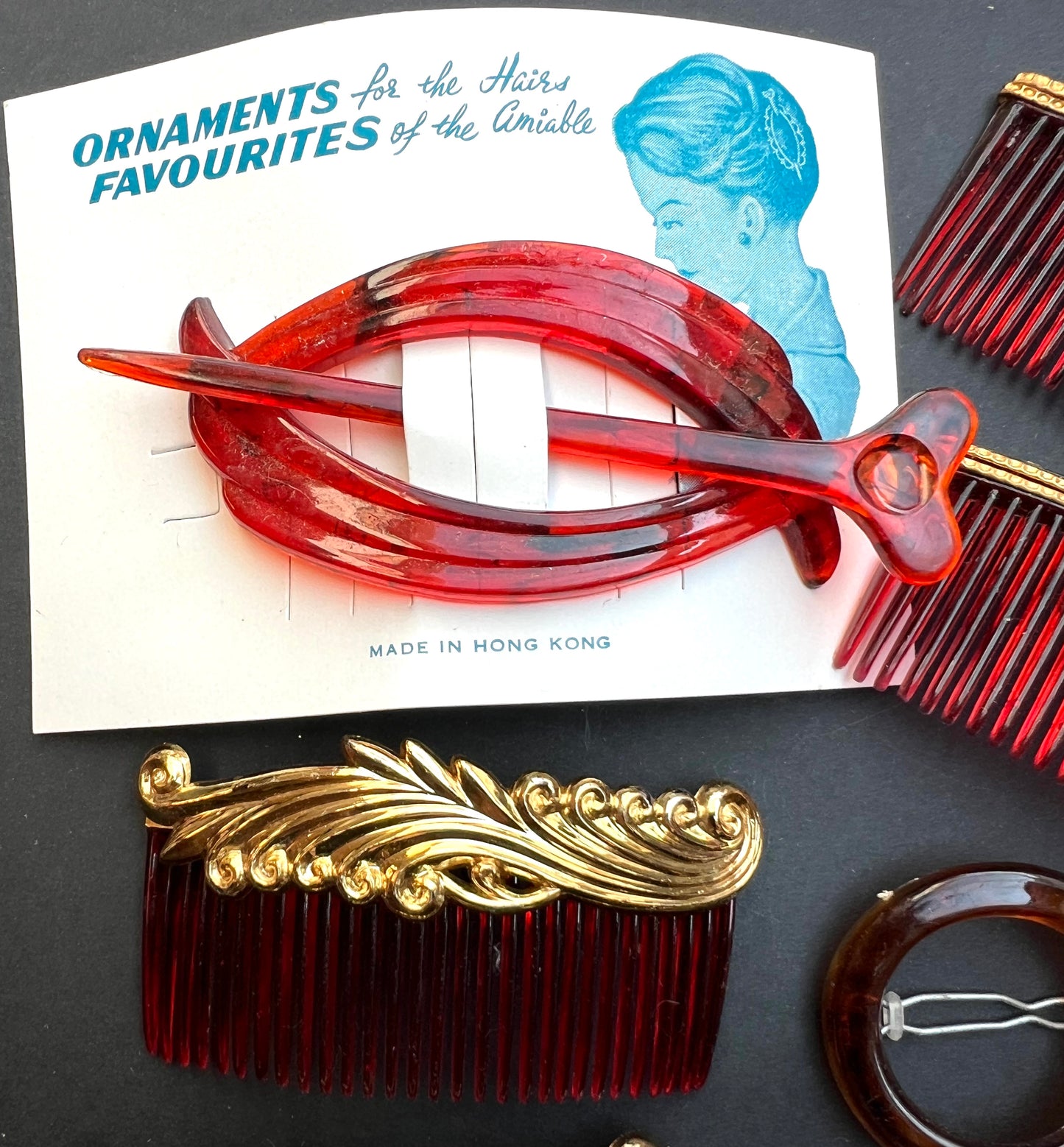 Job Lot of Vintage Tortoiseshell Hair Accessories (1)
