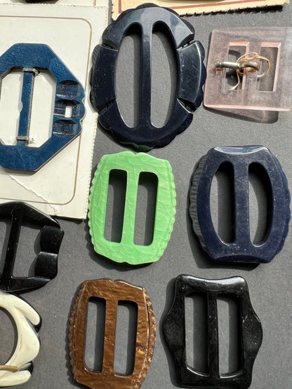 15 Vintage Plastic Buckles (a Little Scuffed or Grubby)