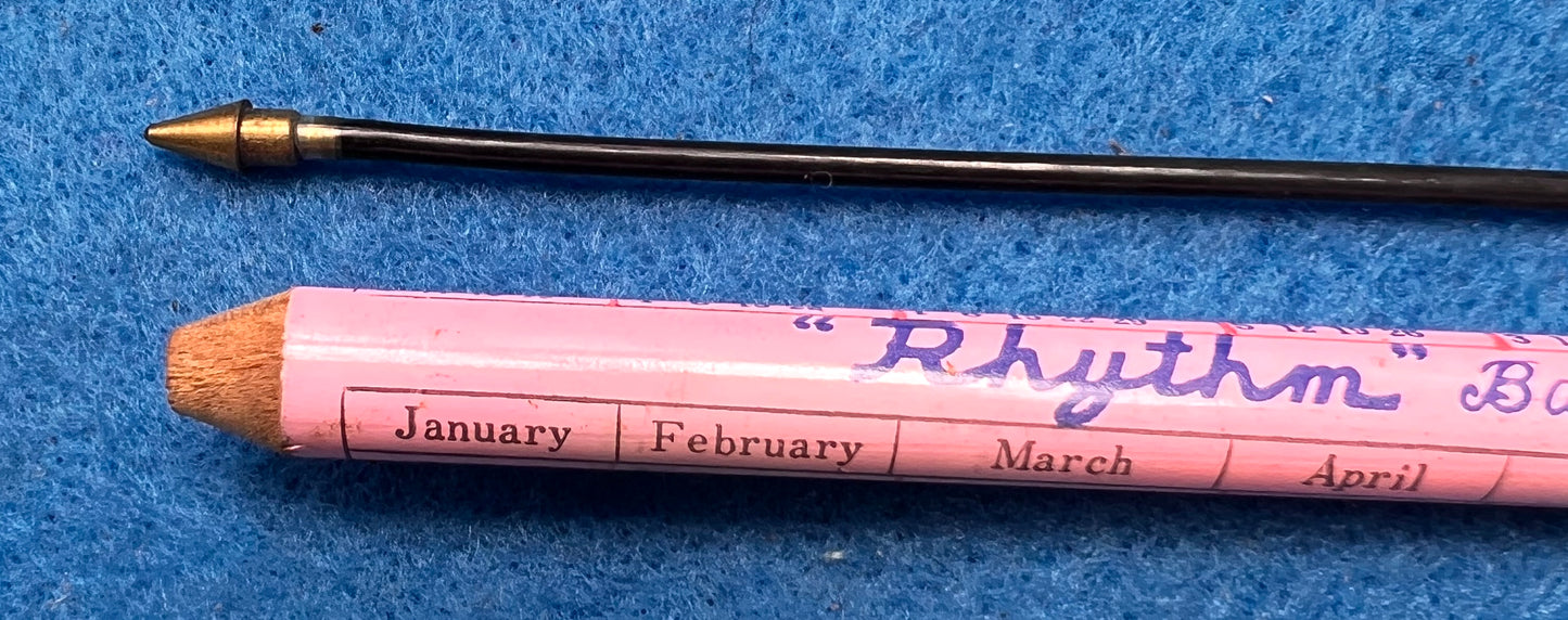 Box of 12 Rhythm Ball Pencils (Pens !) Decorated with 1958 Calendar