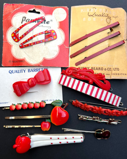 15 Vintage Red Hair Pins and Clips