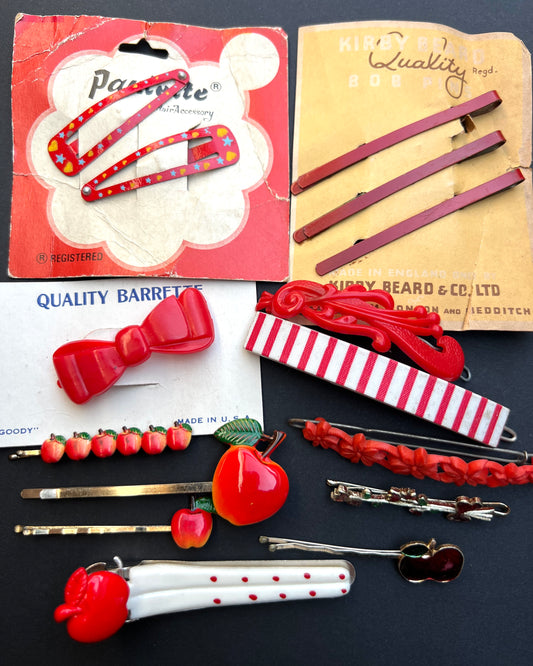 15 Vintage Red Hair Pins and Clips