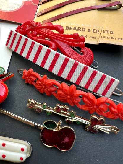 15 Vintage Red Hair Pins and Clips