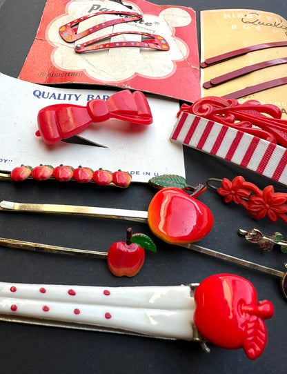 15 Vintage Red Hair Pins and Clips