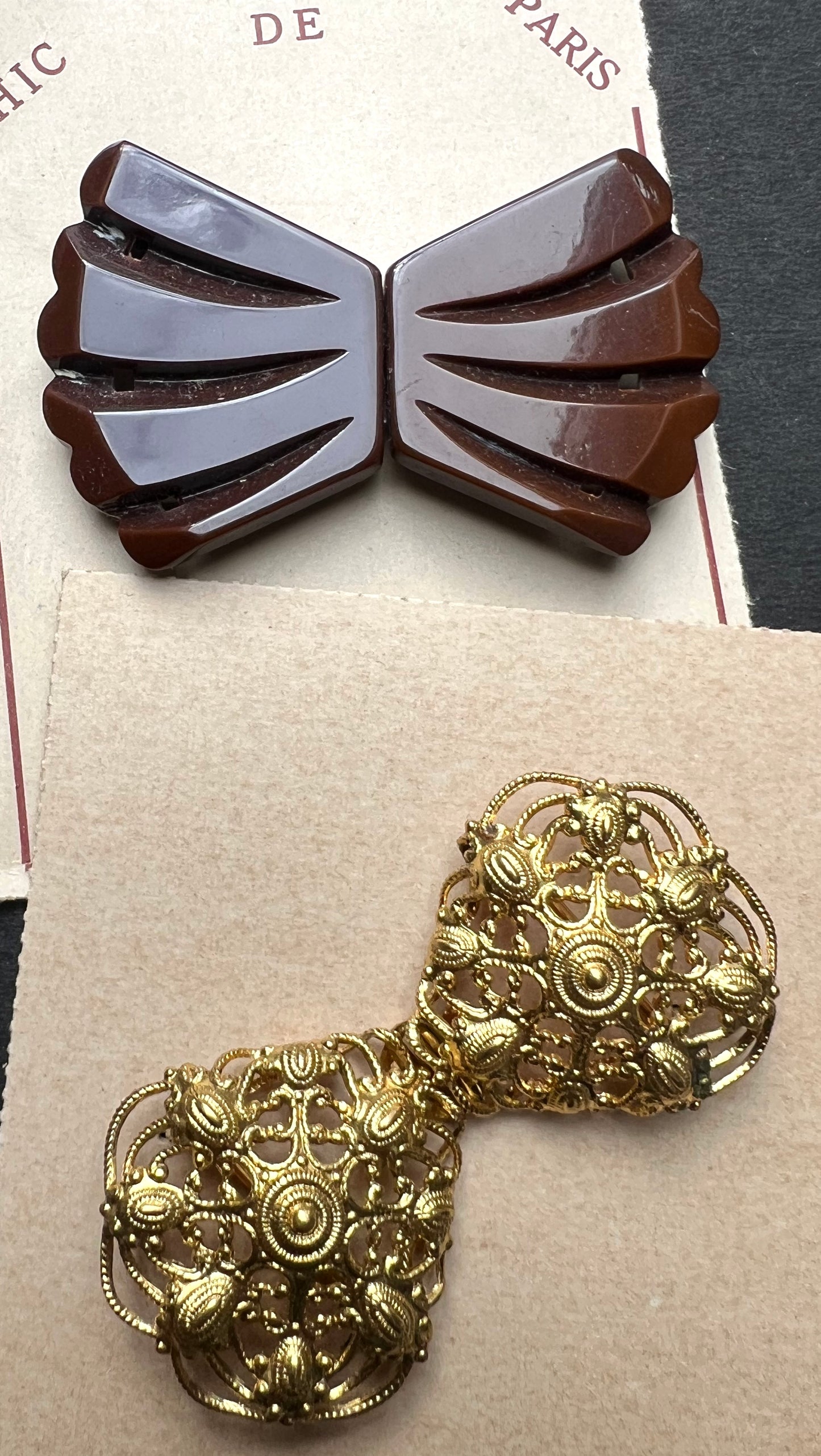 5 Vintage Double Buckles with odd scuff