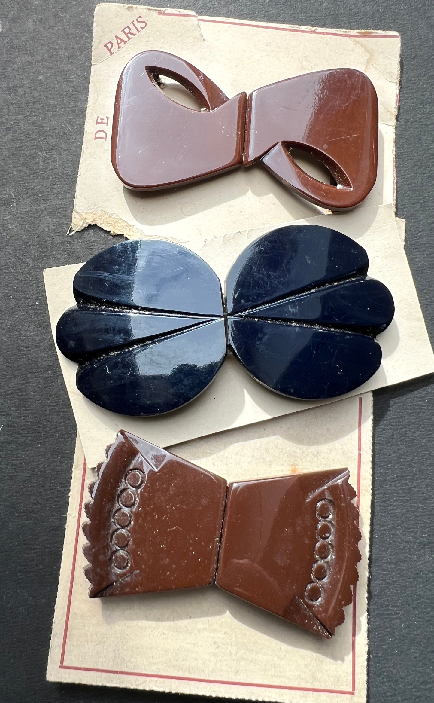 5 Vintage Double Buckles with odd scuff