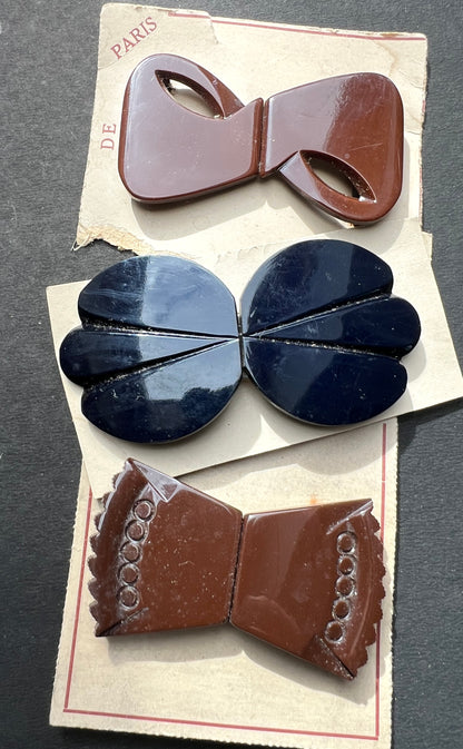 5 Vintage Double Buckles with odd scuff