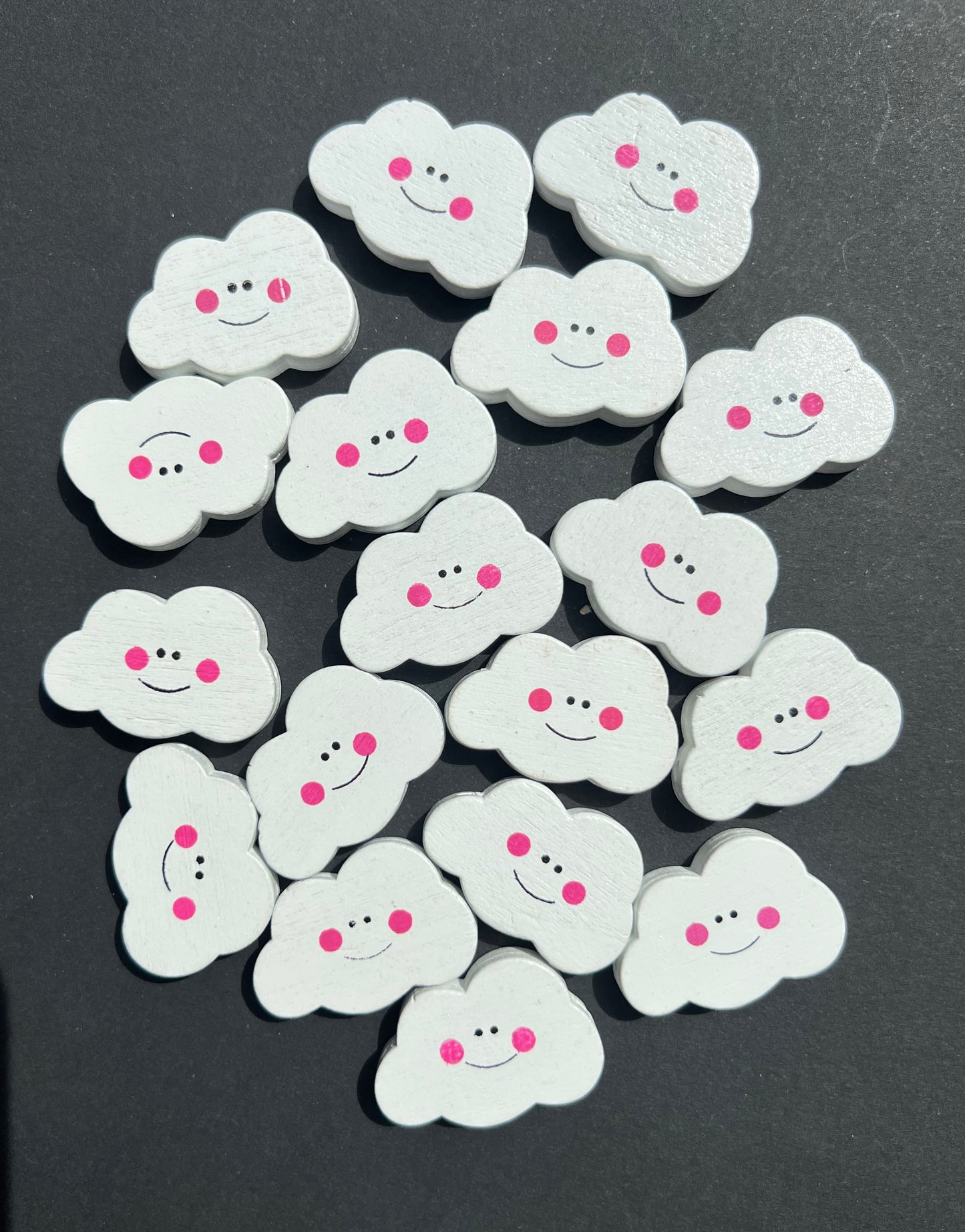 Job Lot of 18 Wooden Smiling Cloud Beads