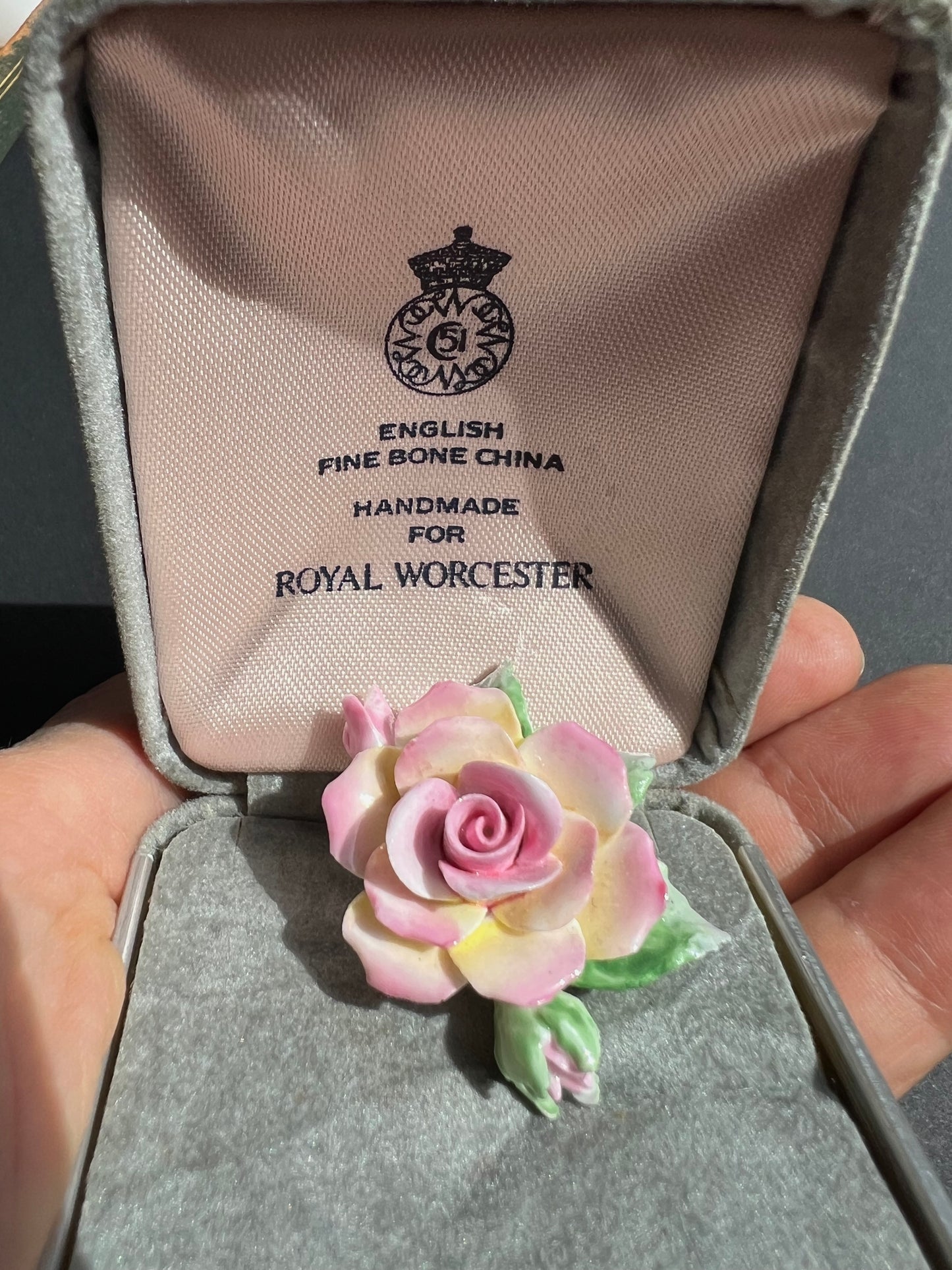 Royal Worcester Fine Bone China Brooch or Pin (Fixture Missing) in Original Box