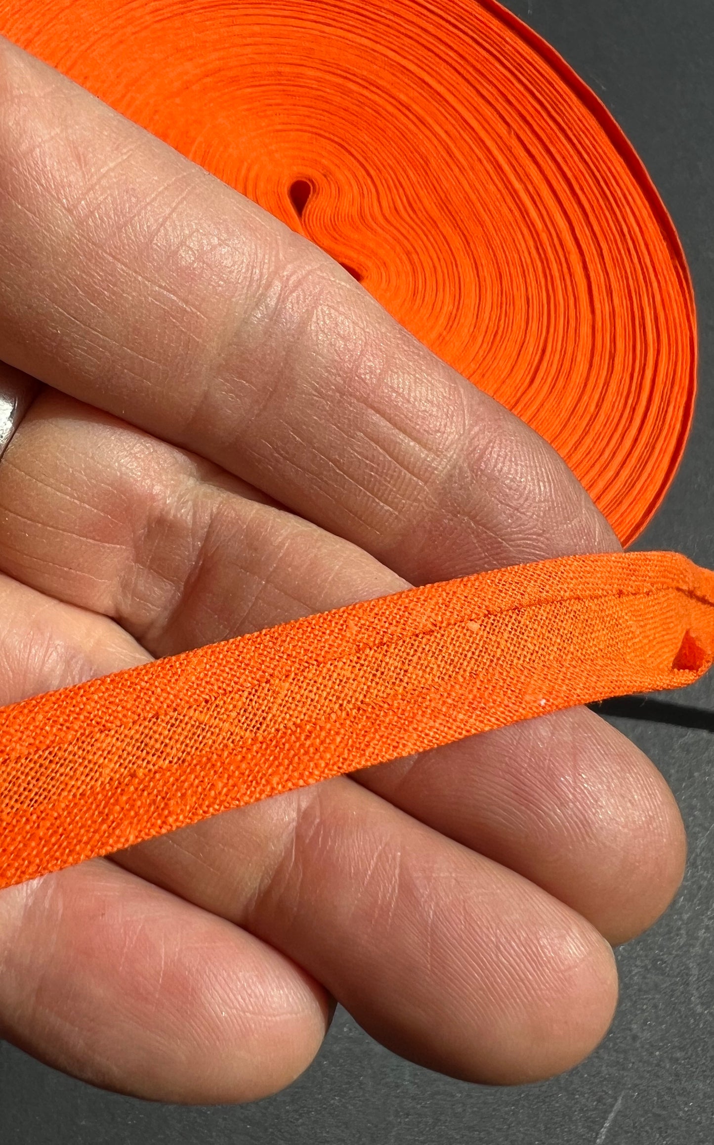 Large Roll Vintage Double Fold 12mm Orange Cotton Bias Binding